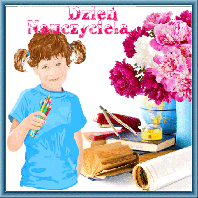 Dziewczynka z kredkami dzień nauczyciela